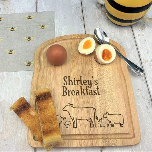 Farm Animals Egg & Soldiers Breakfast Board - Personalised Dippy Eggs Gift