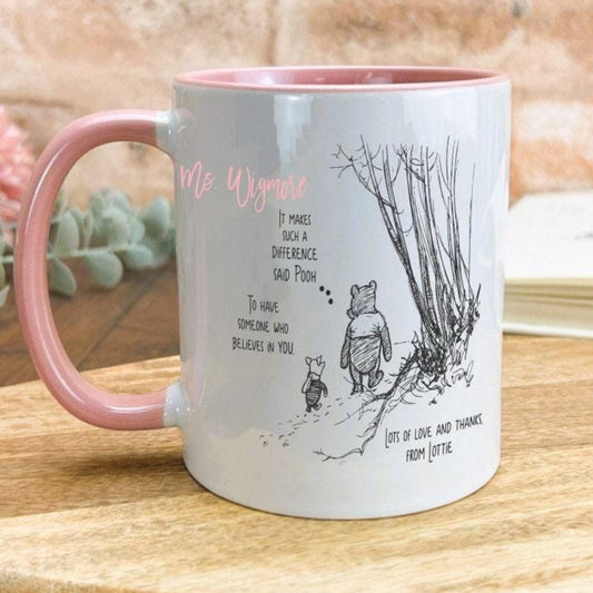 Pooh Bear & Piglet It Makes Such A Difference Disney Teacher Personalised Mug