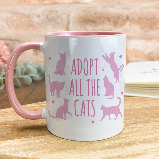 Adopt All The Cats Personalised Cat Lover Ceramic Mug
