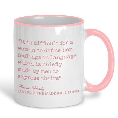 Far From the Madding Crowd Thomas Hardy Book Quote "difficult for a woman to define feelings" Classic Literature Mug