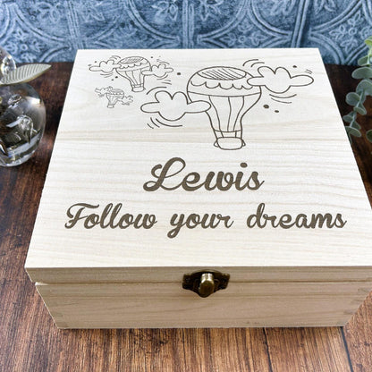 Follow Your Dreams Wooden Engraved Keepsake Box - Personalised Positivity Gift
