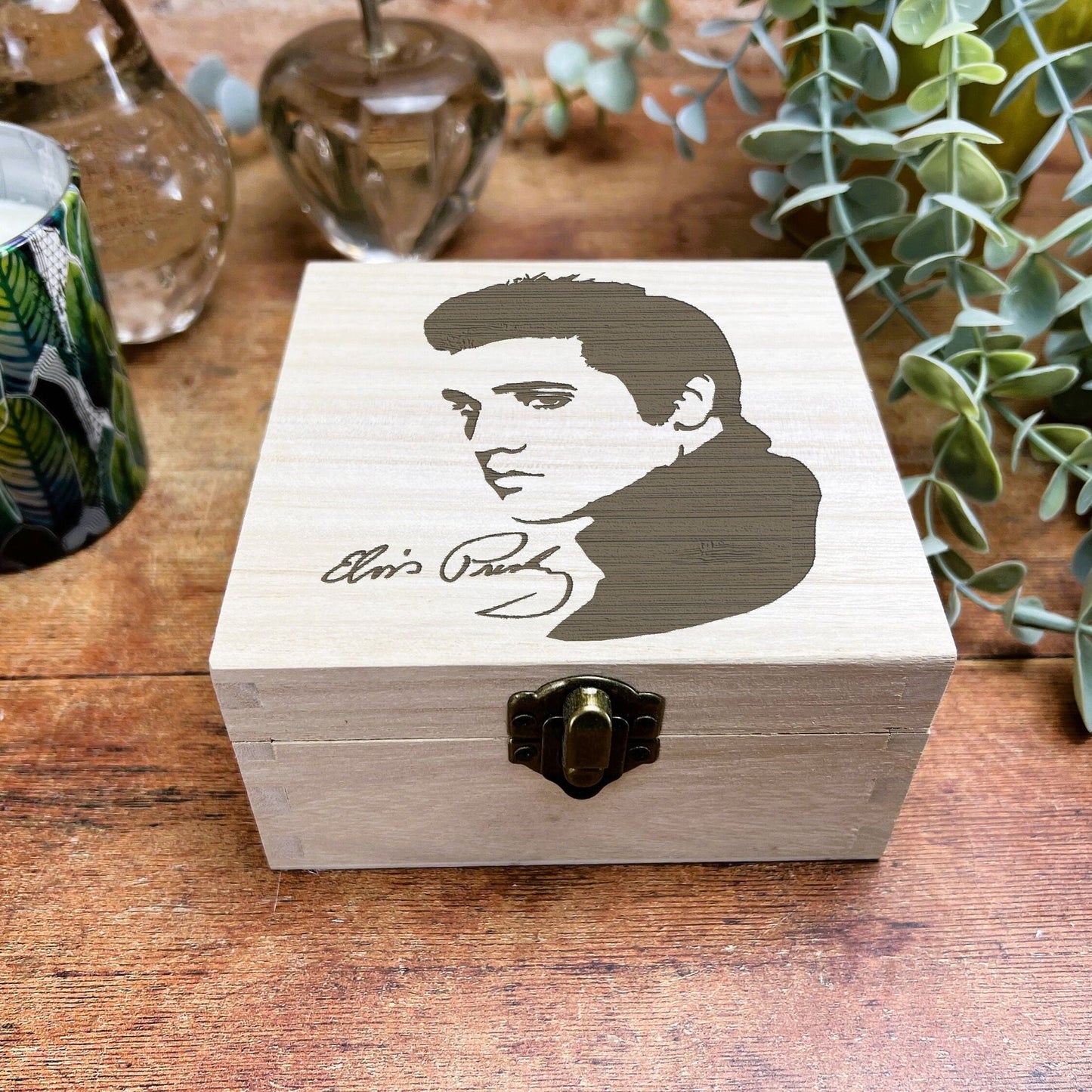 Elvis Presley Engraved Wooden Trinket Jewellery Memory Memories Box Christmas Gift Birthday Present