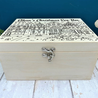 Christmas Town Silhouette Xmas Eve Treats Box Personalised Gift