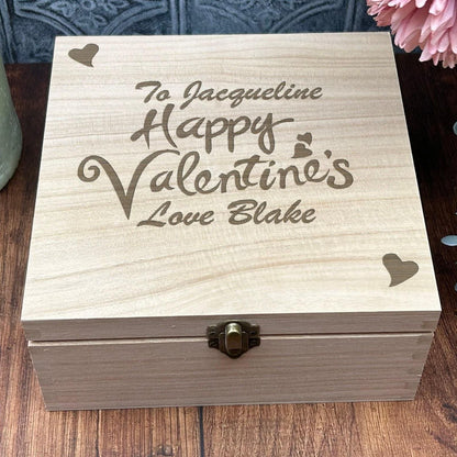 Happy Valentines Day Wooden Memory Box Personalised Valentines Gift