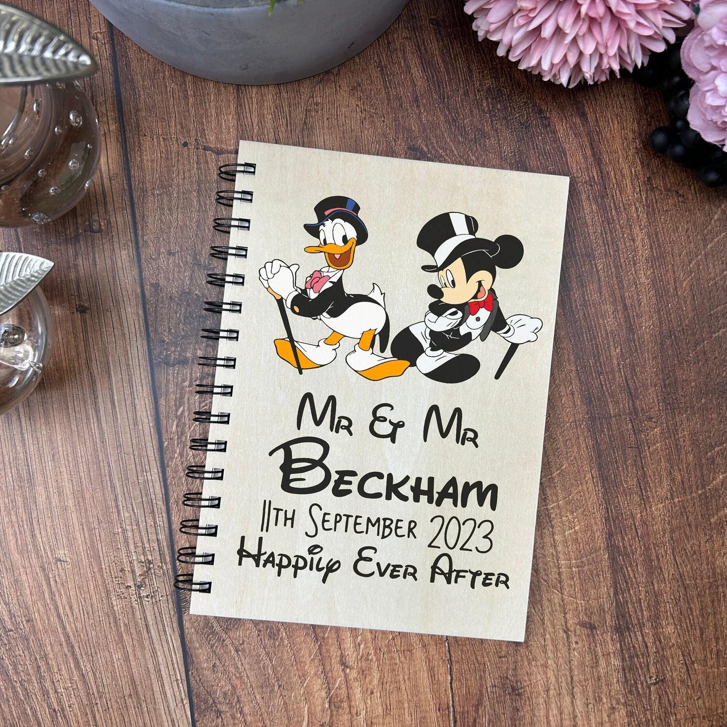 Mickey Mouse Donald Duck Mr & Mr Disney - Personalised Wedding Guest Book