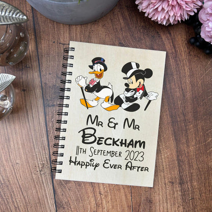 Mickey Mouse Donald Duck Mr & Mr Disney - Personalised Wedding Guest Book