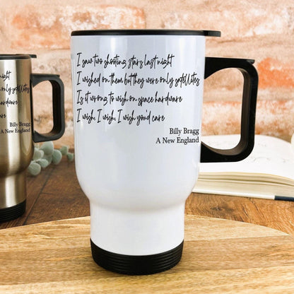 Billy Bragg A New England Travel Mug 80s British Music Personalised Gift
