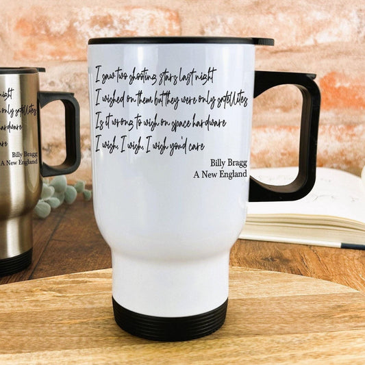 Billy Bragg A New England Travel Mug 80s British Music Personalised Gift