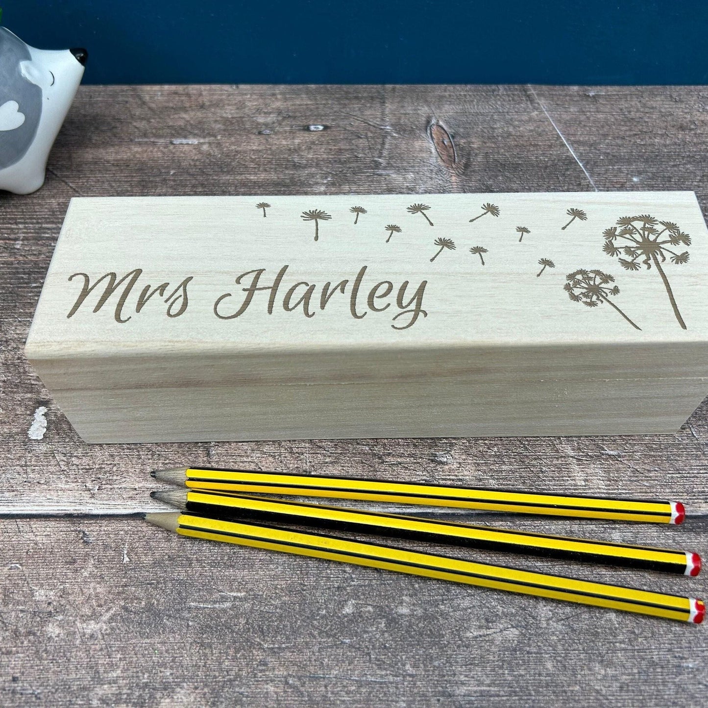Dandelion - Teacher Engraved Pencil Case Box - Personalised End of School Term Gift