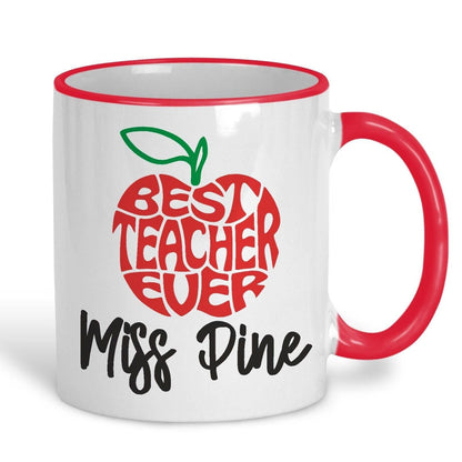 Best Teacher Ever Apple Personalised Ceramic Mug