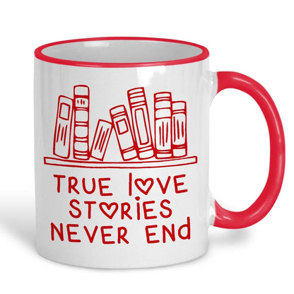 True Love Stories Never End Books Reading Personalised Mug