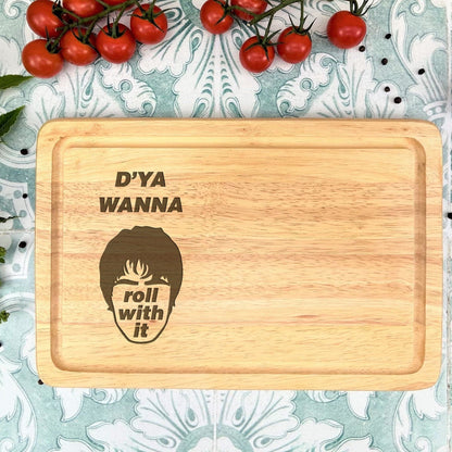 Oasis Engraved Chopping Board - Roll with It - Music Fan Gift - Funny Kitchen Decor - Birthday Gift Christmas Present