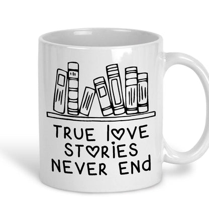 True Love Stories Never End Books Reading Personalised Mug