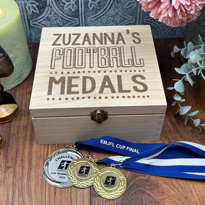 Medal Storage Wooden Box Personalised Sports Person Gift