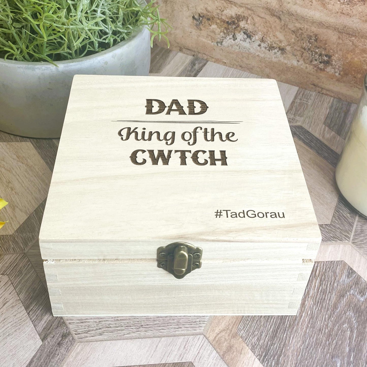 a wooden box sitting on top of a table