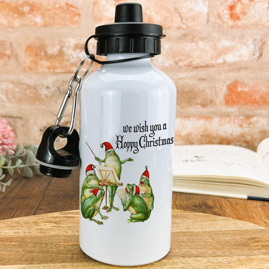 Frog Carollers Christmas Gift Merry XMAS Personalised Water Bottle Secret Santa Toads