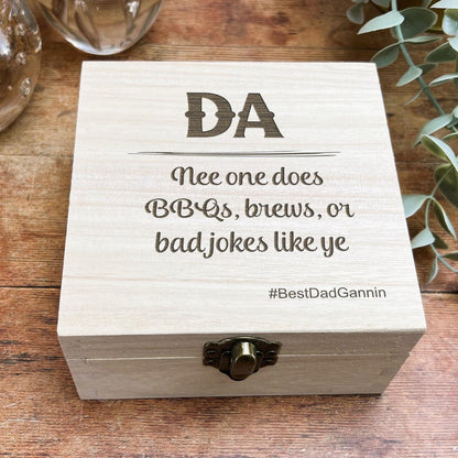 a wooden box with a quote on it
