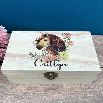 Horse Head Floral Memory / Trinket Box - Personalised Gift