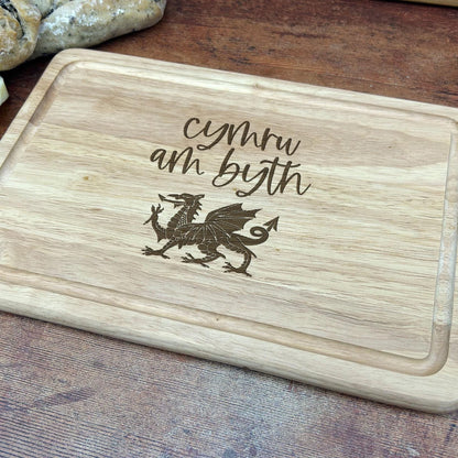 Cymru Am Byth Wales For Ever Slogan Dragon - Personalised Chopping Board