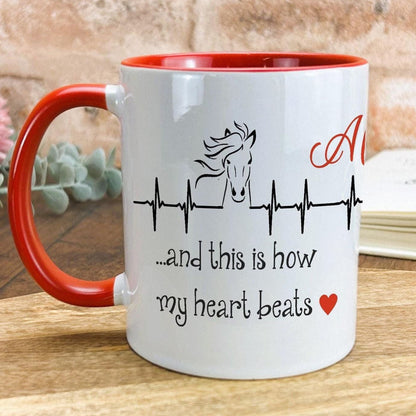 Horse This Is How My Heart Beats Riding Personalised Ceramic Mug