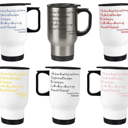 Leonard Cohen Hallelujah Travel Mug Personalised Gift