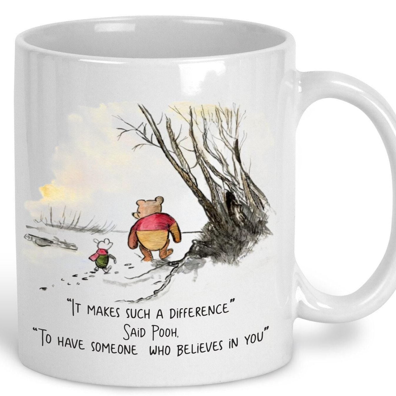 Pooh Bear & Piglet Coloured Design Disney Teacher Personalised Mug