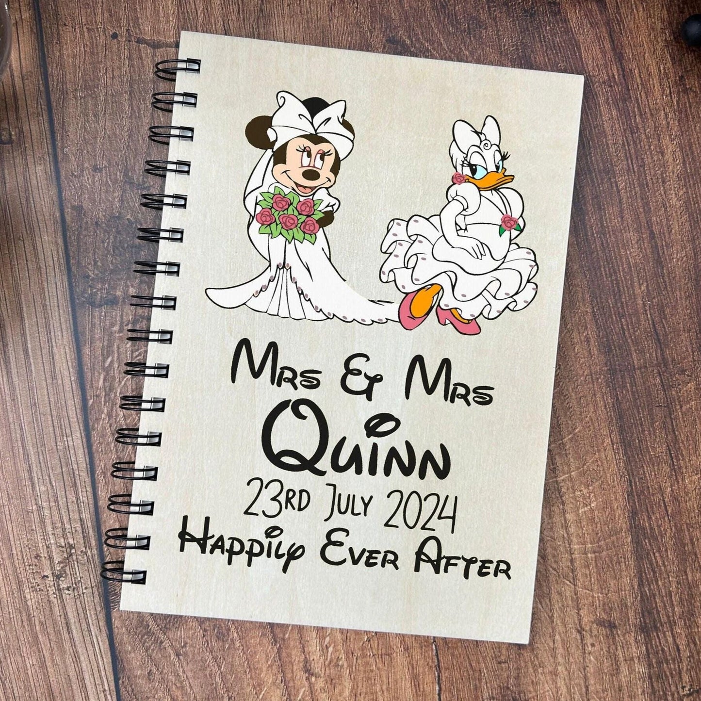 Minnie Mouse Daisy Duck Mrs & Mrs Disney - Personalised Wedding Guest Book