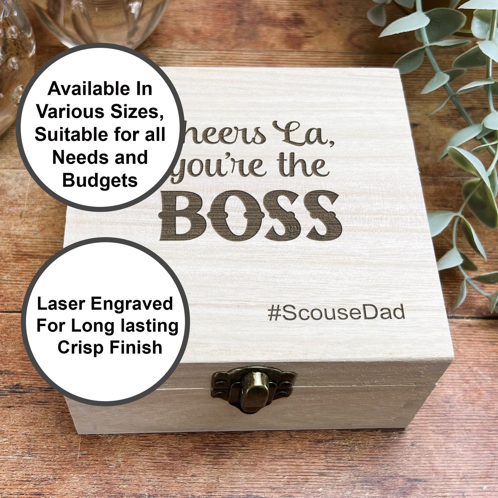 a wooden box with some words on it