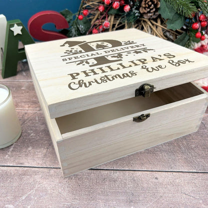 Monogram Special Delivery Personalised Wooden Christmas Eve Box