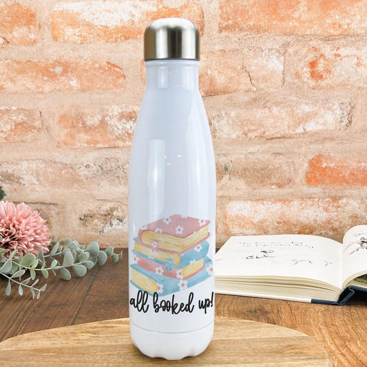 All Booked Up Water Bottle Personalised Reader Gift