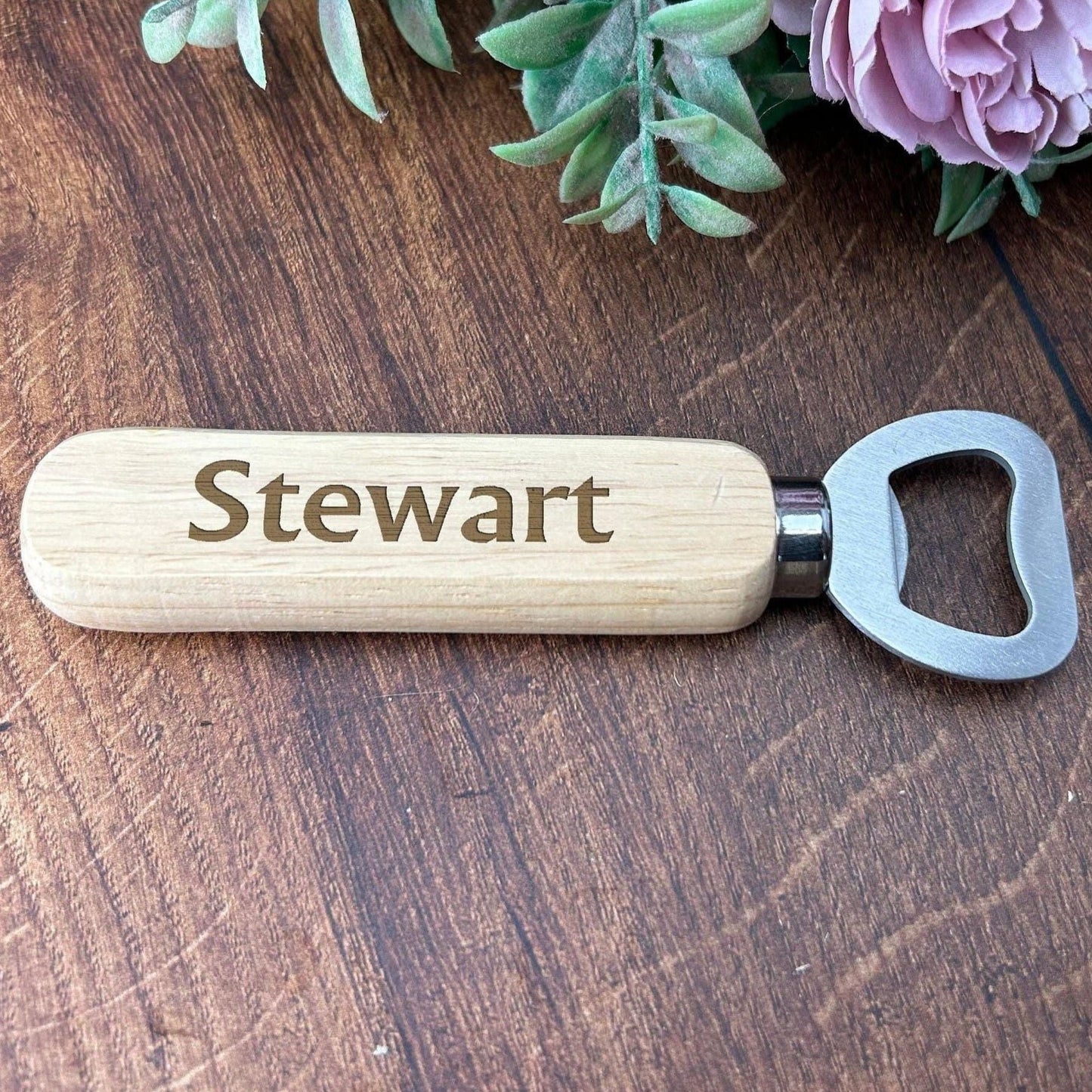 Personalised Engraved Wooden Bottle Opener - Any Name / Any Wording