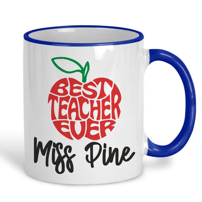 Best Teacher Ever Apple Personalised Ceramic Mug