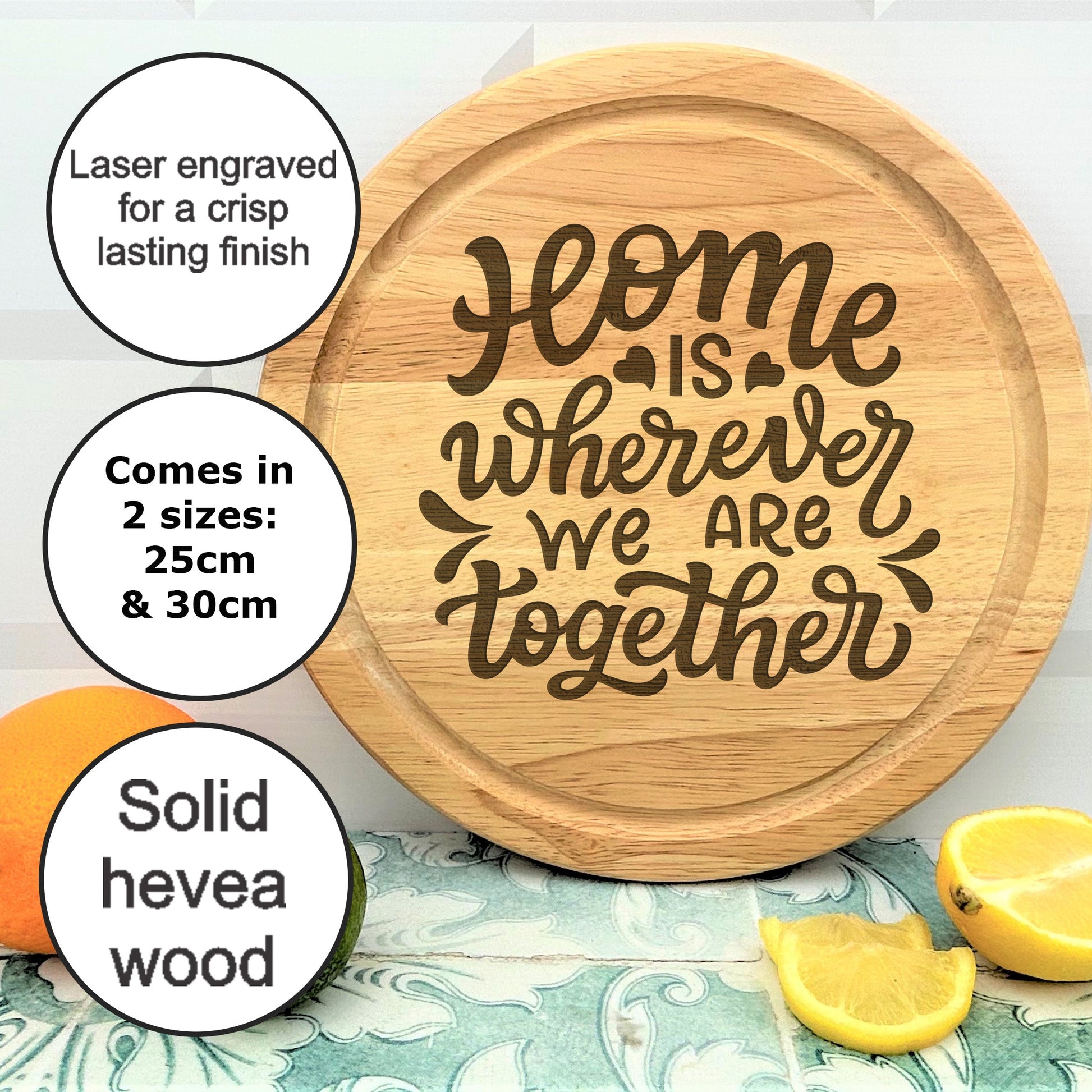 a wooden cutting board that says some is where we are together