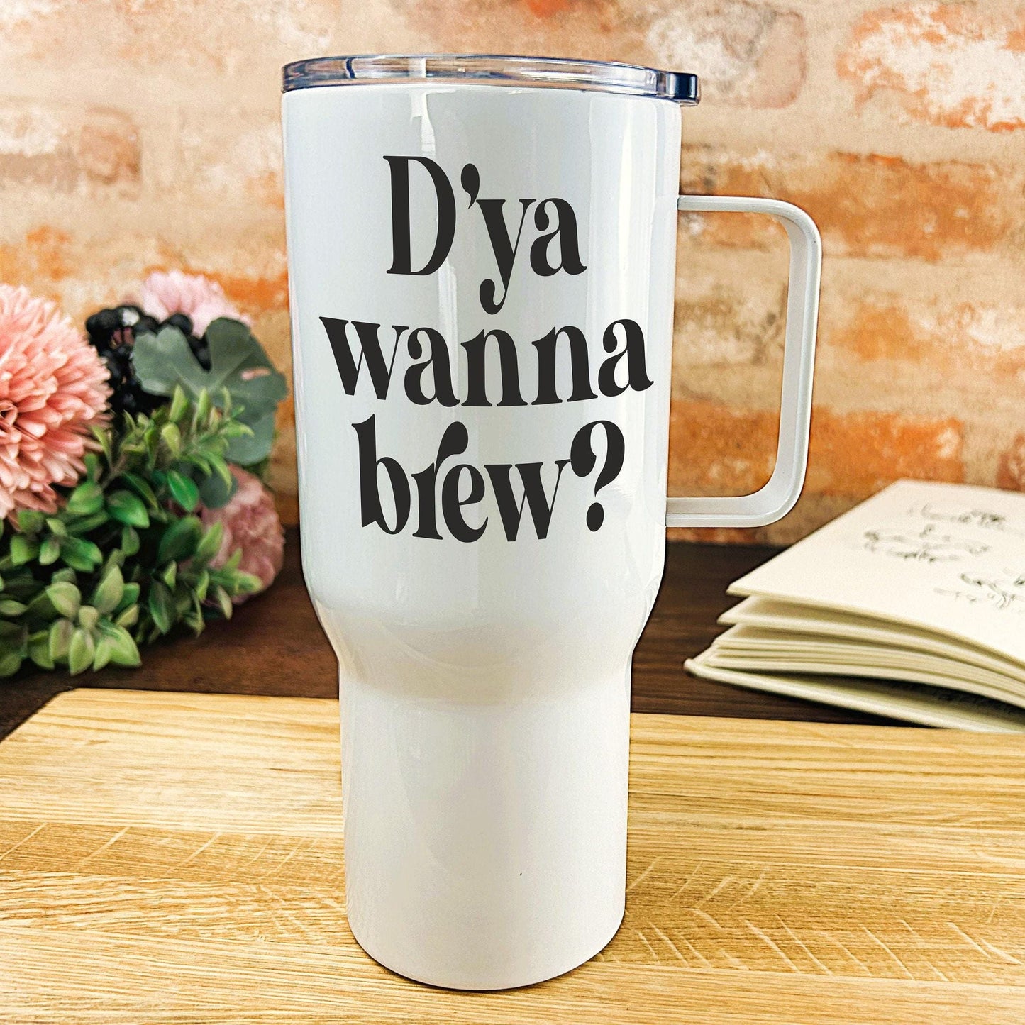 D'ya Wanna Brew Mancunian Quote - Personalised Travel Mug