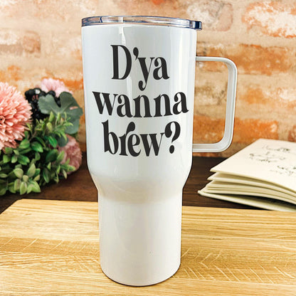 D'ya Wanna Brew Mancunian Quote - Personalised Travel Mug