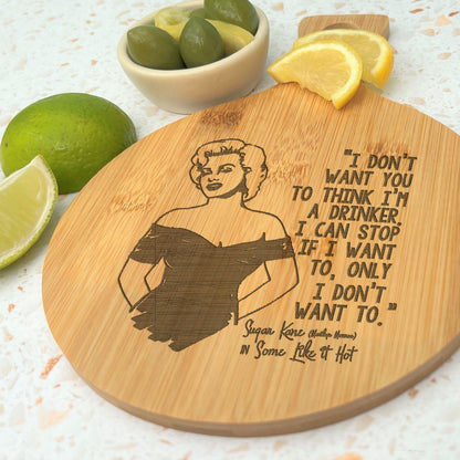 Some Like It Hot Marilyn Monroe Engraved Bamboo Paddle Chopping Board Garnish Drinking Gin Tonic Cocktails Home Bar Christmas Gift Birthday