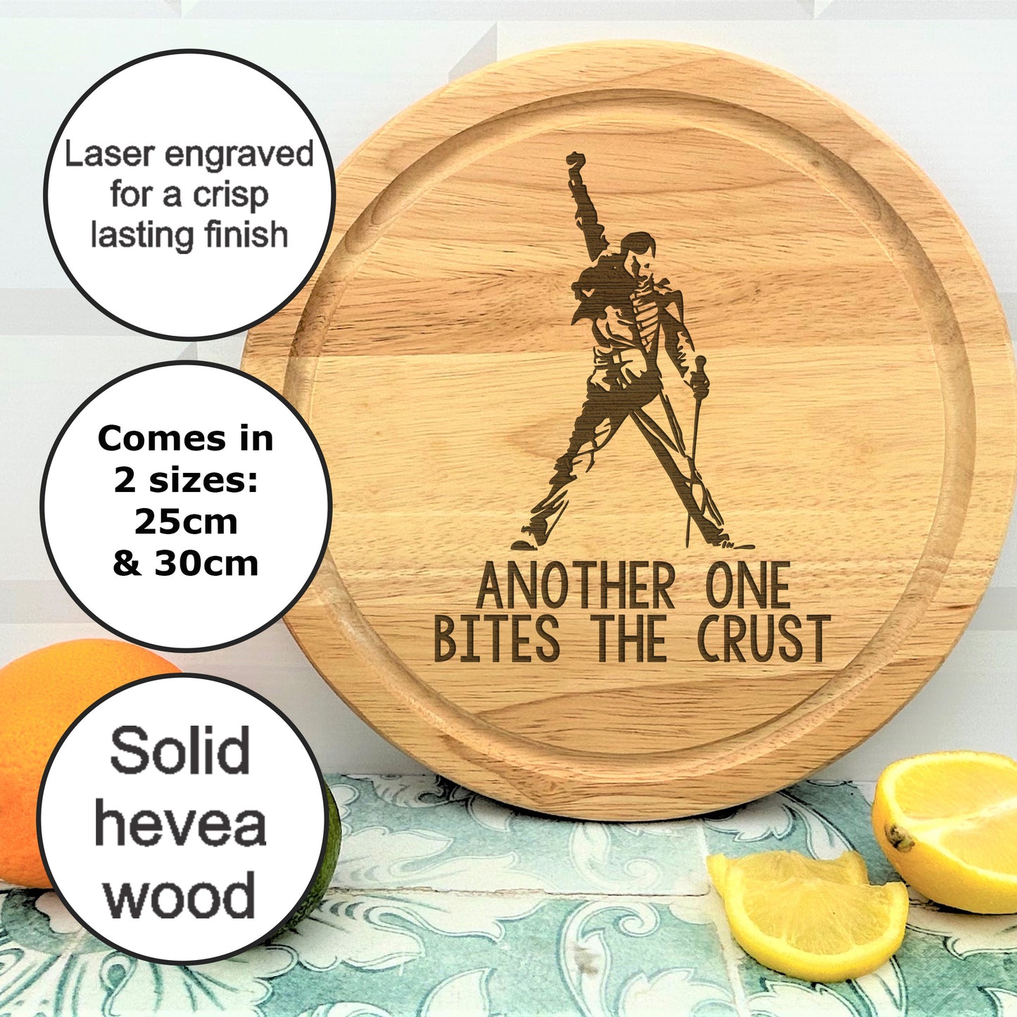 a cutting board with a picture of a skier on it