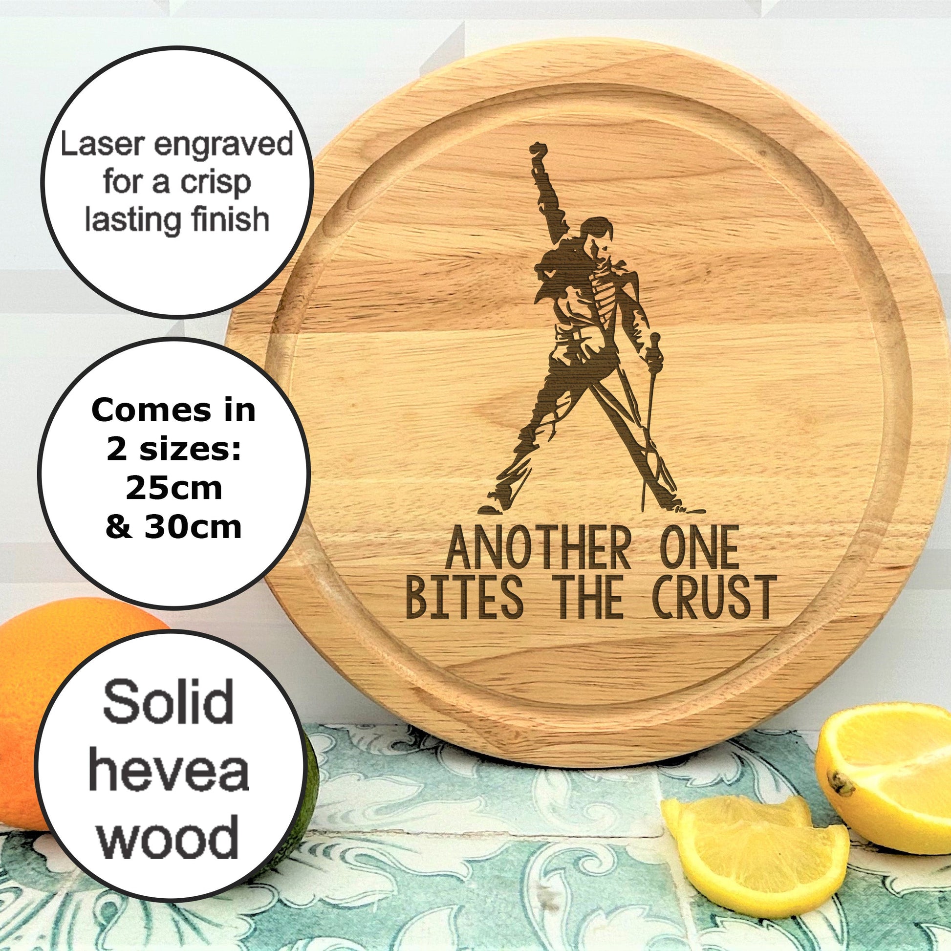 a cutting board with a picture of a skier on it