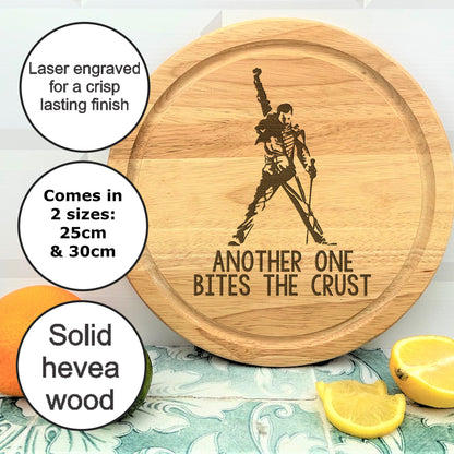 a cutting board with a picture of a skier on it