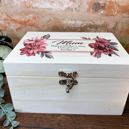 Mothers Day Floral Watercolour Illustration Personalised Luxury Memory Box