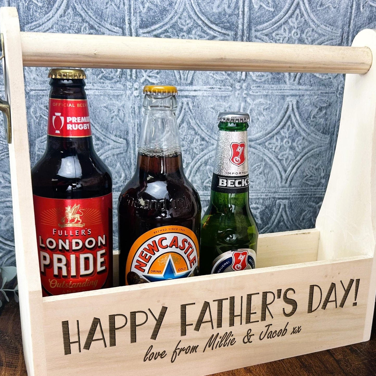 Happy Father's Day  Personalised Beer Carrier - Father's Day Gift - Drinks Bottle Holder