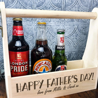 Happy Father's Day  Personalised Beer Carrier - Father's Day Gift - Drinks Bottle Holder