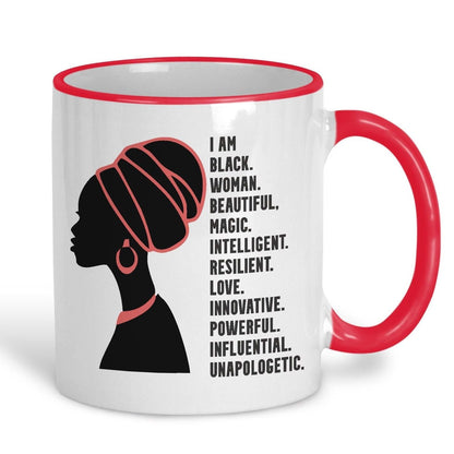I Am Black Woman Beautiful Afro Hair Personalised Mug