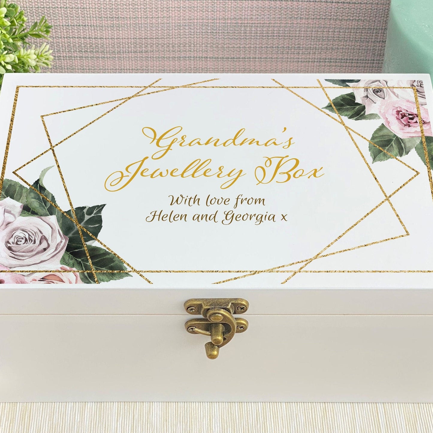 Rose Floral Personalised Jewellery Box Gift Birthday Grandma Mother's Day