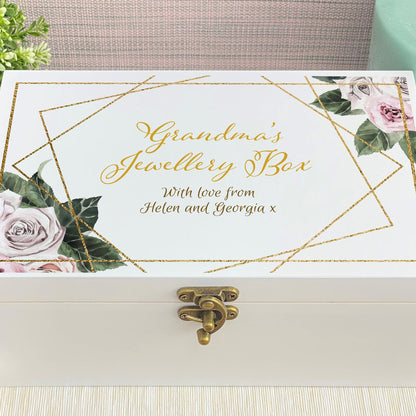 Rose Floral Personalised Jewellery Box Gift Birthday Grandma Mother's Day