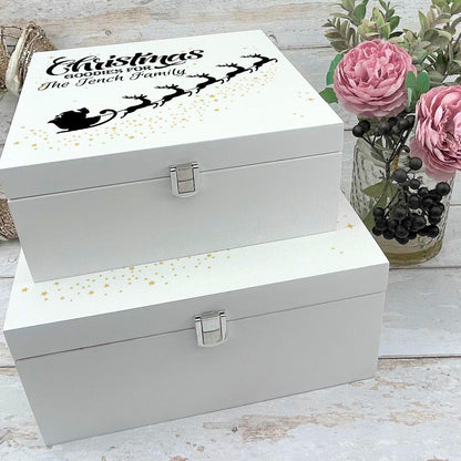 Santa Sleigh Reindeer Christmas Goodies - Xmas Eve Treat Box Personalised