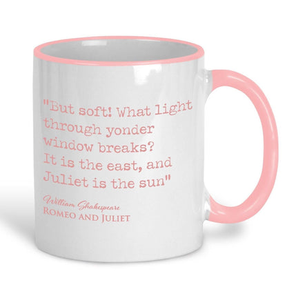 Romeo and Juliet William Shakespeare Book Quote "It is the east and Juliet is the sun" Classic Literature Ceramic Mug
