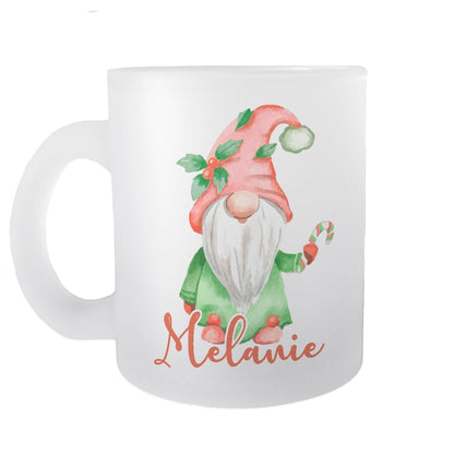 Gnome Christmas Mug Personalised Frosted Glass Secret Santa Gift XMAS Stocking Filler