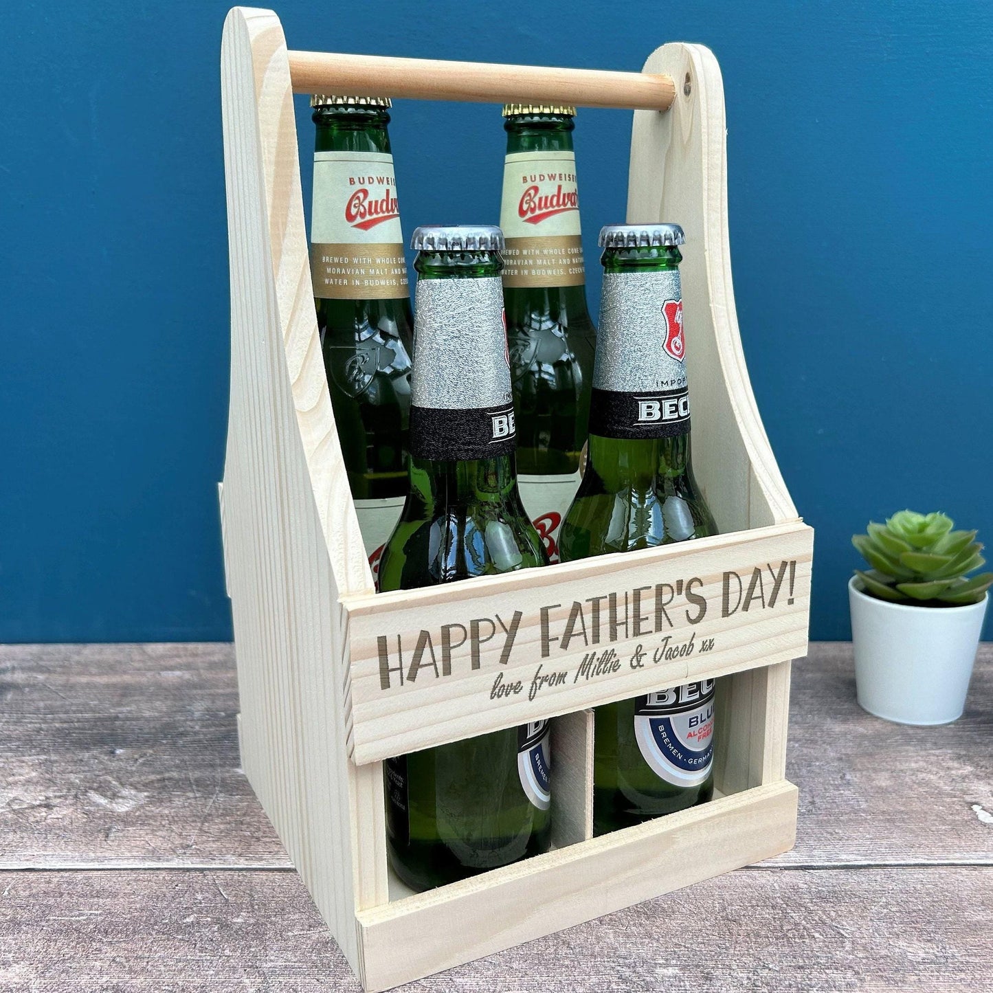 Happy Father's Day  Personalised Beer Carrier - Father's Day Gift - Drinks Bottle Holder