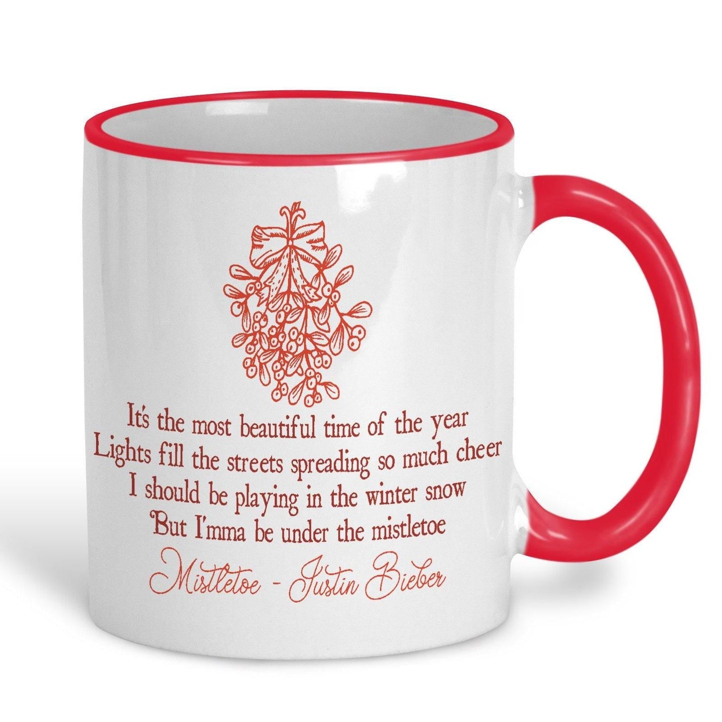 Mistletoe Justin Bieber Christmas Song Lyrics Personalised Ceramic Mug